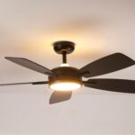 Roomratv Ceiling Fans with Lights,46 Inch,Remote Control,Night Light,Dimmable,Reversible,Noiseless,6 Speeds,Timer,Black Modern Ceiling Fan for Living Room,Bedroom,Kitchens,Kis room,Outdoor Patio - Image 2