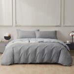 SAPHREAS Gray Geometric Plaid Duvet Cover Set Full Size 3pcs Plaid Bedding Comforter Cover Cotton Soft 1 Duvet Cover 80"x90" and 2 Pillow Shams 20"x26" - Image 2