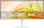 Samsung 34” ViewFinity (S65TC) Series Ultra-WQHD 1000R Curved Computer Monitor, HDR10, 100Hz, AMD FreeSync, Thunderbolt 4, Height Adjustable Stand, Built-in Speakers, Eye Care, LS34C650TANXGO, 2024 - Image 2