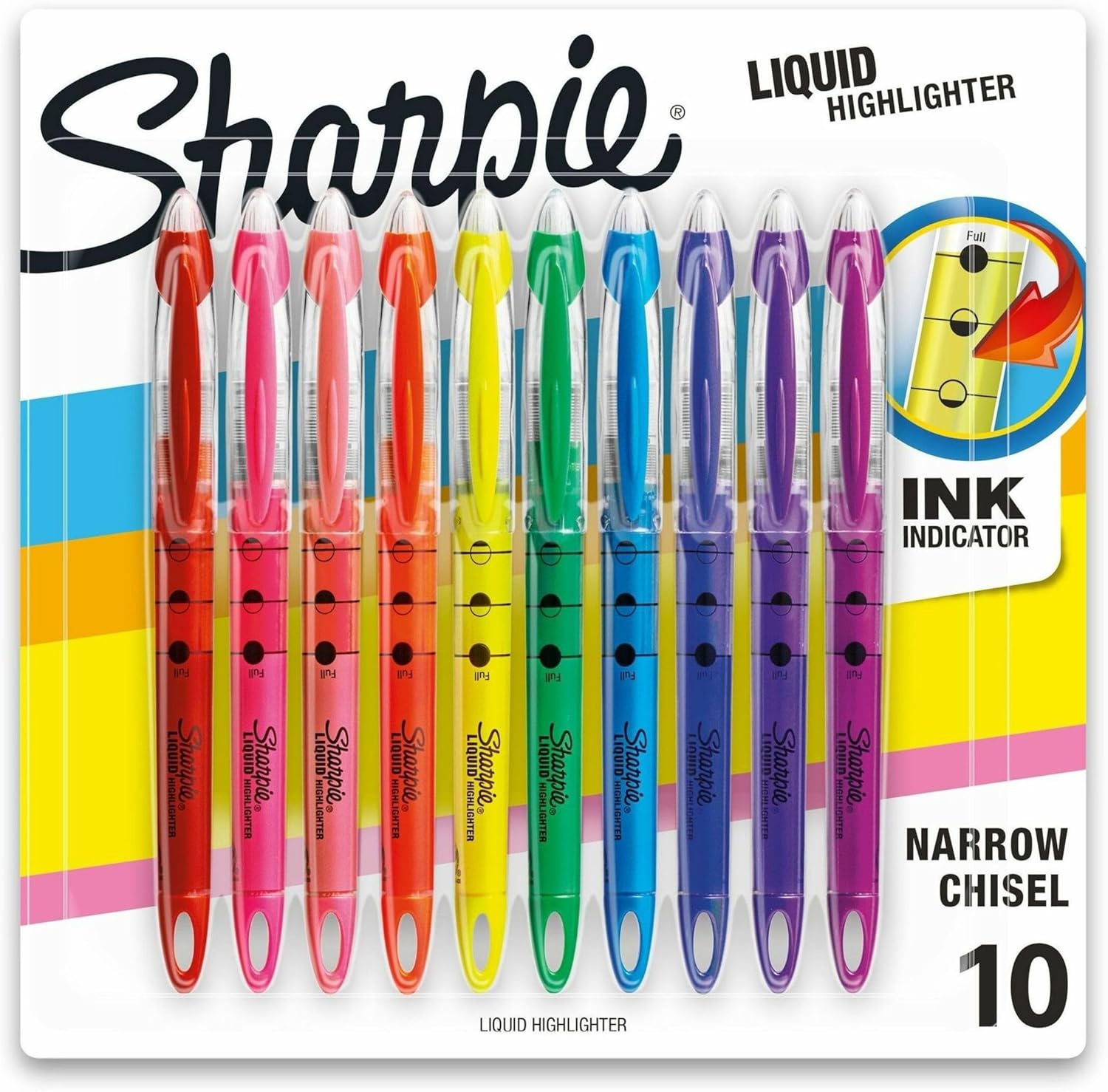 Sharpie Liquid Highlighters, Chisel Tip, Assorted Colors, 10 Count - Journaling, School, Study Supplies - Image 2