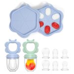 Silicone Baby Fruit Food Feeder (2 Pack) with Freezer Nibble Tray, Breastmilk Popsicle Molds for Baby Teething Relief, Silicone Feeder for Safe Infant Self Feeding, BPA Free, Dishwasher Safe, 3 Month+ - Image 2
