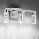 SineRise 3-Light Brushed Nickel Vanity Light with 3 Color Modes (3000K/4000K/6000K), Eye Protection LED Bathroom Light Fixture, Dimmable Modern Wall Light Over Mirror with Clear Glass Shade - Image 2