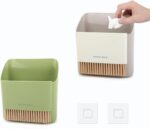 Small Broom and Dustpan Set, Portable Hand Whisk Broom Brush, Mini Hanging Trash Can, Soft Bristle Household Brooms with Dust Pan Combo Set for Cleaning Home, Desktops - 2 Pack (Gray+Green) - Image 2