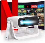 Smart Projector with WiFi 6 and Bluetooth Built-in Apps - 4K Support Portable Bedroom Mini Projector Native 1080P , 2025 New Auto Keystone & Zoom Home Theater Cinema Movie Proyector, 120° Stand - Image 2