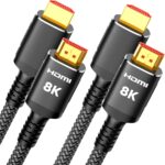 Snowkids 8K HDMI Cable 2.1 15FT 2-Pack, 48Gbps 4K Ultra High Speed Cord (8K@60Hz 7680x4320, 4K@120Hz) eARC HDR10 HDCP 2.2 & 2.3 3D, Compatible for PS-5/PS-4/X-Box/TV (Black) - Image 2