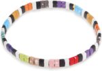 Sonateomber Colorful Tila Flat Beads Stretch Bracelets for Women, Trendy Unique Handmade Stackable Rainbow Mixed Colorful Square Beaded Link Bracelet Summer Jewelry Gift - Image 2