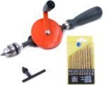Swpeet Powerful Speedy Hand Drill 1/4-Inch Capacity with 13Pcs Drill Bit Set, Mini Hand Drill Manual ¼ inch with Finely Cast Steel Double Pinions Design, Chucks and Grip Handle for Woods, Plastics - Image 2