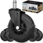 TICONN Office Chair Caster Wheels Set of 5 for Tile, Hardwood Floors and Carpets, Universal Fit for Most Chairs (Black) - Image 2