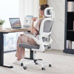 TRALT Office Chair Ergonomic Desk Chair, 330 LBS Home Mesh Office Desk Chairs with Wheels, Comfortable Gaming Chair, High Back Office Chair for Long Hours (White) - Image 2
