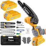 Tietoc Chainsaw, Electric Mini Chain Saw Cordless Power Hand Saw with 4000mAh Battery and Oil System for Tree Trimming & Wood Cutting, Garden Tools Gift for Men Dad Husband Gardener | 6 Inch - Image 2