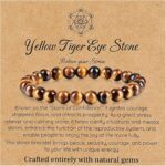 Tigers Eye Bracelet for Men, Natural Crystal Chakra Bracelet for Positive Energy Ease Anxiety, Spiritual Crystal Jewelry 8mm Round Bead Protection Stones Jewelry Gifts for Women Men - Image 2