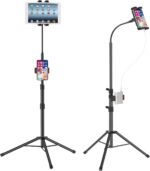 Tripod Stand for Ipad,Gooseneck 65-inch Floor Stand for Tablet,Floor Stand for iPad Tripod with 360° Rotating Mount for Mini, Air, Pro and All 4.7-11.9 Inch Tablet and Phone - Image 2