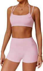 Two Piece Workout Sets For Women Sports Bra Matching High Waist Scrunch Butt Shorts Gym Yoga Athletic Clothes - Image 2