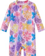 UMELOK Baby Girls' One Piece Swimsuit Full Zip UPF 50+ Sun Protection Swimwear Rash Guard Swim Suit - Image 2