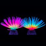 Uniclife Aquarium Imitative Rainbow and Iridescent Blue Sea Urchin Balls Artificial Silicone Ornament Set with Glowing Effect for Fish Tank Landscape Decoration - Image 2