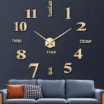 VREAONE Frameless DIY Wall Clock,Large Modern 3D Mirror Wall Clock Decor Sticker DIY Clock kit for Home Living Room Bedroom Office Wall Decorations(Gold) - Image 2