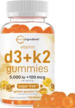Vitamin D3 K2 Gummies | 5,000 IU D3 + 100 mcg K2 MK-7 | 120 Count | Sugar Free Golden Passion Fruit Flavor | 2-in-1 Gummy Vitamins | Bone, Immune, & Heart Health Supplements | Non-GMO, Gluten Free - Image 2