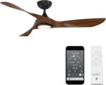 WAC Smart Fans Swirl Indoor and Outdoor 3-Blade Smart Home Ceiling Fan 54in Matte Black Koa with 3000K LED Light Kit and Remote Control works with Alexa and iOS or Android App - Image 2