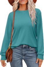 WIHOLL Womens Long Sleeve Shirts Loose Fits Fall Outfits Basic Casual Tunic Tops Crewneck Clothes - Image 2