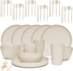Wheat Straw Dinnerware Sets -DAPIPIK 42 Piece Unbreakable Dinnerware Sets for 6, Kitchen Plates and Bowls Set, Lightweight Camping Plates Cups and Bowls Set.Dishwasher Microwave Safe Dinnerware - Image 2