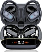 Wireless Earbuds Bluetooth 5.4 Headphones Sports, 75H Stereo Deep Bass Over Ear Buds with Earhooks, Bluetooth Earbuds with 4 ENC Mic, LED Display, IP7 Waterproof Earphone for Running, Black - Image 2