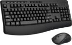 Wireless Keyboard and Mouse Combo, E-YOOSO 2.4GHz Full Sized Ergonomic Wireless Keyboard with Wrist Rest, 3 DPI Adjustable and 6 Buttons Cordless USB Mouse for Computer, Laptop, PC, Windows (Black) - Image 2