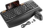 Wireless Keyboard and Mouse Combo, Ergonomic Wave Keys, Cushioned Plam Rest, Rechargeable, Phone Holder, Natural Typing, 2.4G Lag-Free, Full Size Keyboards Cordless Set for Windows/Mac -SABLUTE - Image 2