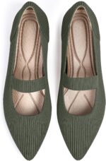 Women's Flats Shoes Pointed Toe Knit Washable Ballet Comfortable Dressy Mary Jane Flat - Image 2