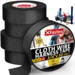 XFasten Wire Harness Tape, 3/4-Inch x 50-Foot (5-Pack), High Temp Wiring Loom Harness, Self-Adhesive Felt Cloth Electrical Tape for Automotive Engines, Noise Dampening, and Cable Protection - Image 2