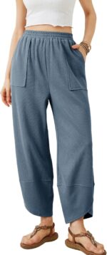 Xiaoxuemeng Womens Baggy Wide Leg Pants Casual Elastic Waisted Palazzo Harem Pants with Pockets - Image 2