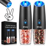 XinXu RECHARGEABLE Pepper and Salt Grinder Set,Automatic Pepper Mill,USB Rechargeable,Adjustable Coarseness,One-handed Operation,Ceramic Burr,Refillable,Auto Grinders Shakers LED Light,Black - Image 2