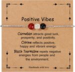 Yiyang Natural Crystal Bracelet Gifts for New Beginnings Anxiety Relief Positive Vibes Good Luck Protection Healing Bracelet Inspirational Encouragement Gifts for Women Friends - Image 2