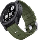 for Garmin Instinct/Instinct 2 Band, Soft Nylon Instinct3 45mm Replacement Watch Strap Compatible with Garmin 22mm Instinct2 Tactical/Tide/Esports/Solar (Green (Silver Buckle)) - Image 2