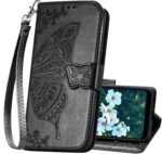 for Moto G Power 2022 Case Wallet,Women Flip Cover with Butterfly Embossed PU Leather Kickstand Credit Card Holder Slots Magnetic Wrist Strap Purse Case (Black) - Image 2