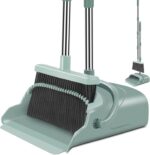 kelamayi Upgrade Broom and Dustpan Set, Large Size and with Long Handle, Upright,Ideal for Indoor Outdoor Garage Kitchen Room Office Lobby Use (Green) - Image 2