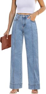 luvamia Wide Leg Jeans for Women Trendy High Waist Straight Leg Baggy Jeans Stretchy Denim Pants Trouser Jeans - Image 2