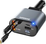 【Upgraded】 SUPERONE Retractable Car Charger 4 in 1, Fast Car Phone Charger with Cord 2.6ft, USB C and Apple Car Charger Adapter, Compatible with iPhone 16 15/15 Pro Max/14/13/12/11, Galaxy, Pixel - Image 2