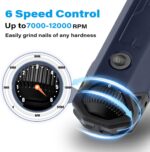 Casfuy 6-Speed Dog Nail Grinder - Newest Enhanced Pet Nail Grinder Super Quiet Rechargeable Electric Dog Nail Trimmer Painless Paws Grooming & Smoothing Tool for Large Medium Small Dogs (Blue) - Image 3