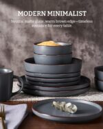 Famiware Mercury Plates and Bowls Sets, 12 Pieces Stoneware Dinnerware Sets, Dishes Set for 4, Microwave and Dishwasher Safe, Charcoal - Image 5