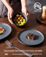 Famiware Mercury Plates and Bowls Sets, 12 Pieces Stoneware Dinnerware Sets, Dishes Set for 4, Microwave and Dishwasher Safe, Charcoal - Image 8