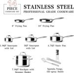 VONIKI Hybrid Tri-ply Stainless Steel Cookware Set, Pots And Pans Set Non Stick with Steamer Basket, Non Toxic Induction Cookware, Kitchen Cookware Sets PFOA & PTFE Free, Dishwasher and Oven Safe - Image 3