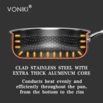 VONIKI Hybrid Tri-ply Stainless Steel Cookware Set, Pots And Pans Set Non Stick with Steamer Basket, Non Toxic Induction Cookware, Kitchen Cookware Sets PFOA & PTFE Free, Dishwasher and Oven Safe - Image 4