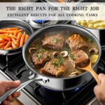 VONIKI Hybrid Tri-ply Stainless Steel Cookware Set, Pots And Pans Set Non Stick with Steamer Basket, Non Toxic Induction Cookware, Kitchen Cookware Sets PFOA & PTFE Free, Dishwasher and Oven Safe - Image 5