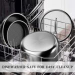 VONIKI Hybrid Tri-ply Stainless Steel Cookware Set, Pots And Pans Set Non Stick with Steamer Basket, Non Toxic Induction Cookware, Kitchen Cookware Sets PFOA & PTFE Free, Dishwasher and Oven Safe - Image 8