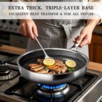 VONIKI Hybrid Tri-ply Stainless Steel Cookware Set, Pots And Pans Set Non Stick with Steamer Basket, Non Toxic Induction Cookware, Kitchen Cookware Sets PFOA & PTFE Free, Dishwasher and Oven Safe - Image 9