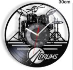 gofidin Acrylic Vinyl Record Wall Clock,Black Creative Clock Wall Decor,Drum Kit Musical Instrument Modeling Wall Hanging Clock Home Decoration - Image 3