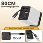 3 in 1 GaN Charger,Scalable 80w Max Fast Charger Module with Type-C Cable & 2 USB Ports, Scalable Charging for iPhone 15/14, Samsung, MacBook, iPad, Laptops - Home Travel Essential (White) - Image 6