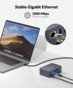 AV Access Docking Station Dual Monitor, KVM Switch 2 Monitors 2 Computers (Laptop & Desktop), USB-C Charge & Ethernet for Laptop, EDID, 4K@60Hz Dual HDMI Output, 120W Power Adapter, 5xUSB, Audio, SD - Image 4