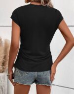 Bliwov Womens Fall Cap Sleeve Tops Business Casual Crewneck T Shirts Trendy Outfits Beach Vacation Clothes Fashion Blouses - Image 3