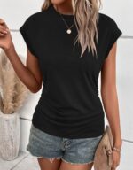 Bliwov Womens Fall Cap Sleeve Tops Business Casual Crewneck T Shirts Trendy Outfits Beach Vacation Clothes Fashion Blouses - Image 5